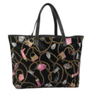 GUCCI Tote Bag Satin Outlet Black Gold 154402 Auth yk19258-1
