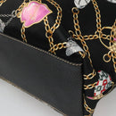 GUCCI Tote Bag Satin Outlet Black Gold 154402 Auth yk19258-12