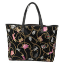 GUCCI Tote Bag Satin Outlet Black Gold 154402 Auth yk19258-2