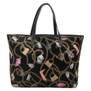 GUCCI Tote Bag Satin Outlet Black Gold 154402 Auth yk19258-3