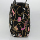 GUCCI Tote Bag Satin Outlet Black Gold 154402 Auth yk19258-4