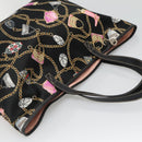 GUCCI Tote Bag Satin Outlet Black Gold 154402 Auth yk19258-6