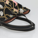 GUCCI Tote Bag Satin Outlet Black Gold 154402 Auth yk19258-7