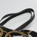 GUCCI Tote Bag Satin Outlet Black Gold 154402 Auth yk19258-8