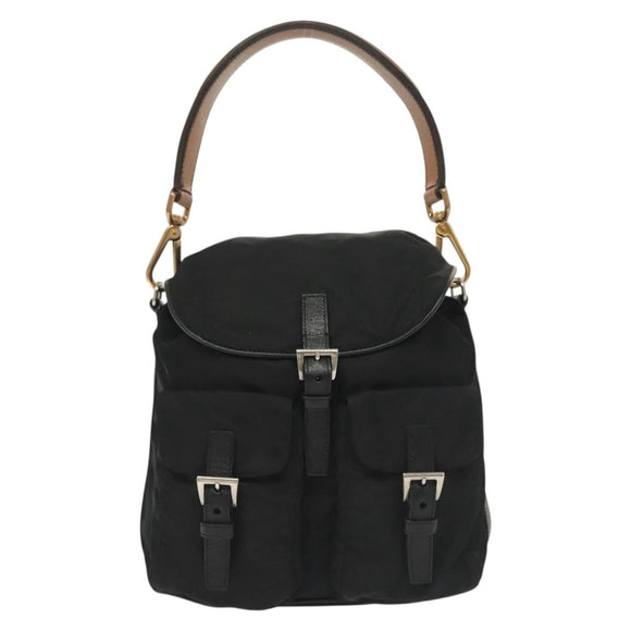 PRADA Shoulder Bag Nylon Black Silver Auth yk19273A