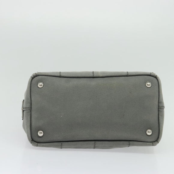 PRADA Canapa PM Hand Bag Canvas 2way Gray Silver Auth yk19274