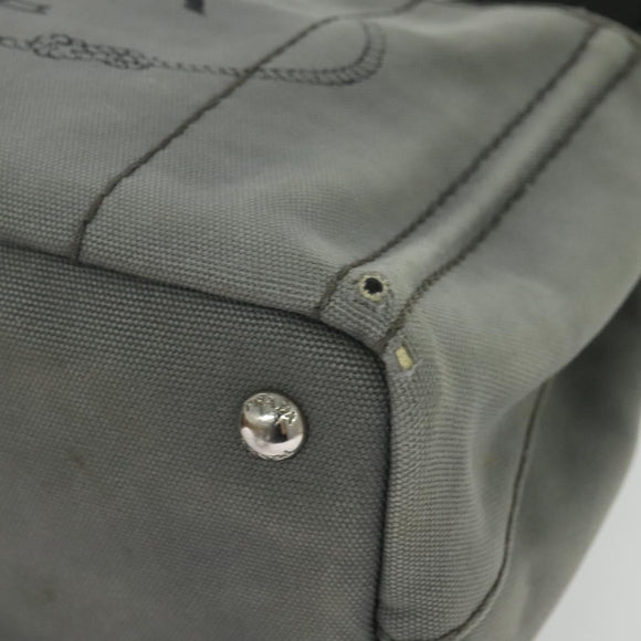 PRADA Canapa PM Hand Bag Canvas 2way Gray Silver Auth yk19274