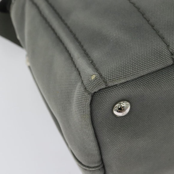 PRADA Canapa PM Hand Bag Canvas 2way Gray Silver Auth yk19274