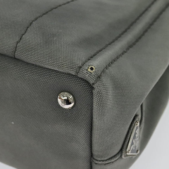 PRADA Canapa PM Hand Bag Canvas 2way Gray Silver Auth yk19274