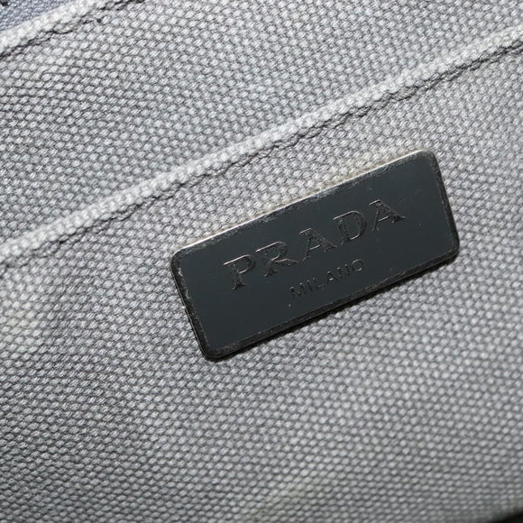 PRADA Canapa PM Hand Bag Canvas 2way Gray Silver Auth yk19274