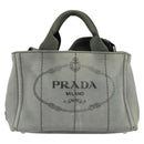 PRADA Canapa PM Hand Bag Canvas 2way Gray Silver Auth yk19274-13