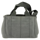 PRADA Canapa PM Hand Bag Canvas 2way Gray Silver Auth yk19274-2