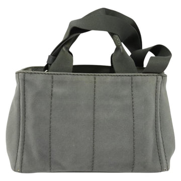 PRADA Canapa PM Hand Bag Canvas 2way Gray Silver Auth yk19274 - 0