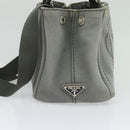PRADA Canapa PM Hand Bag Canvas 2way Gray Silver Auth yk19274-3