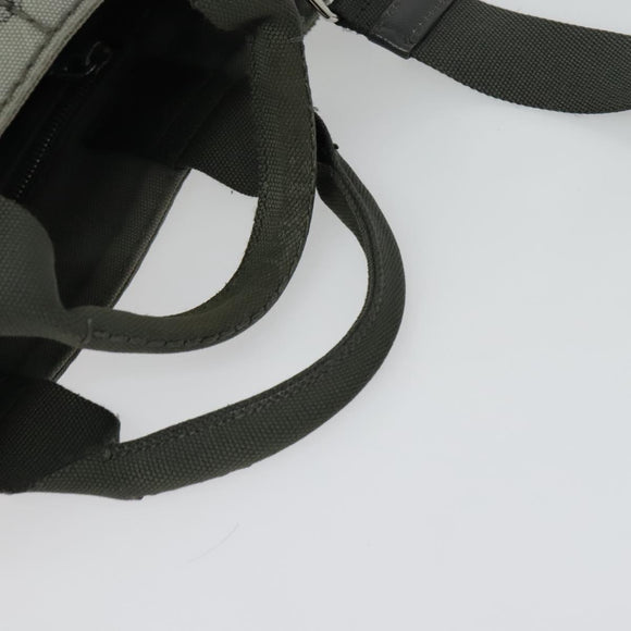 PRADA Canapa PM Hand Bag Canvas 2way Gray Silver Auth yk19274