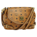 MCM Logogram Vicetos Shoulder Bag PVC 2way Brown Gold Auth yk19287-1