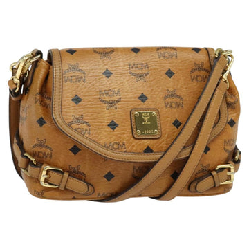 MCM Logogram Vicetos Shoulder Bag PVC 2way Brown Gold Auth yk19287