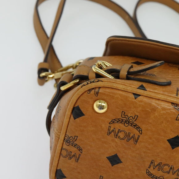 MCM Logogram Vicetos Shoulder Bag PVC 2way Brown Gold Auth yk19287