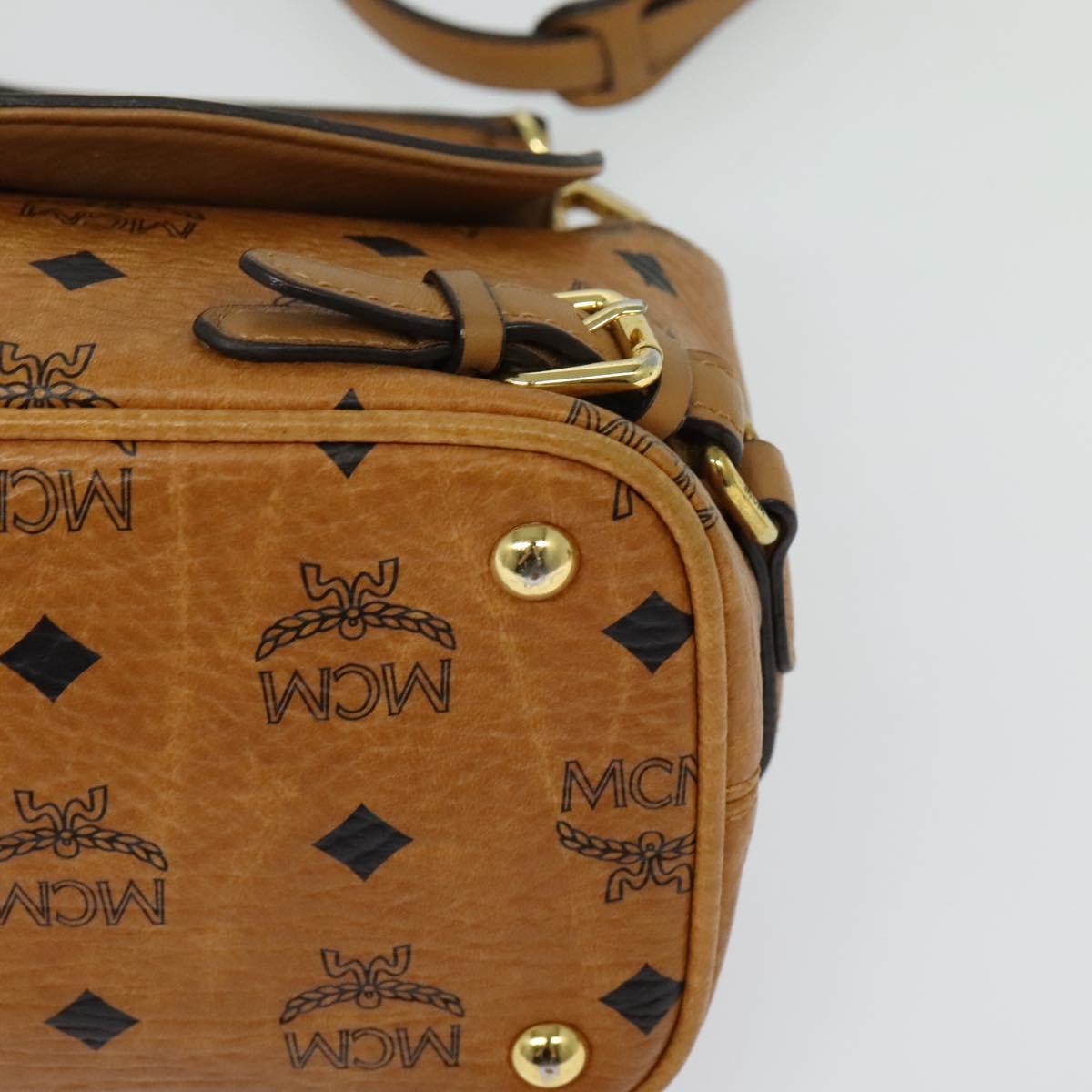 MCM Logogram Vicetos Shoulder Bag PVC 2way Brown Gold Auth yk19287