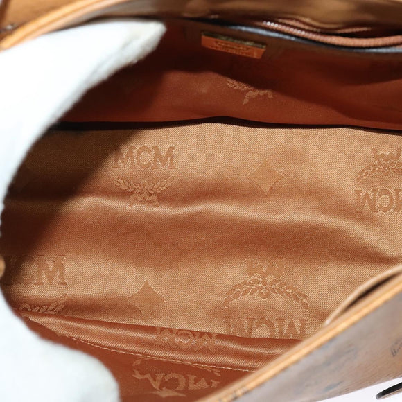 MCM Logogram Vicetos Shoulder Bag PVC 2way Brown Gold Auth yk19287