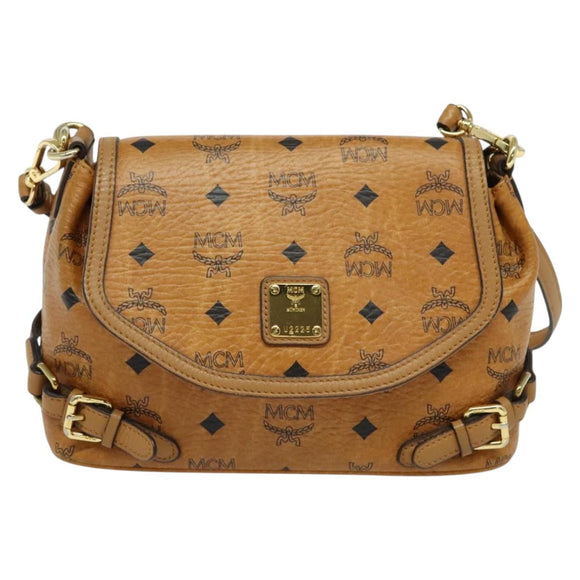 MCM Logogram Vicetos Shoulder Bag PVC 2way Brown Gold Auth yk19287