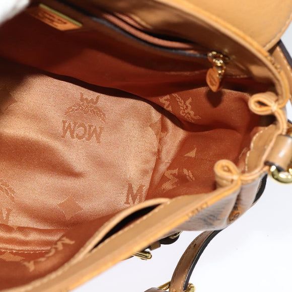 MCM Logogram Vicetos Shoulder Bag PVC 2way Brown Gold Auth yk19287