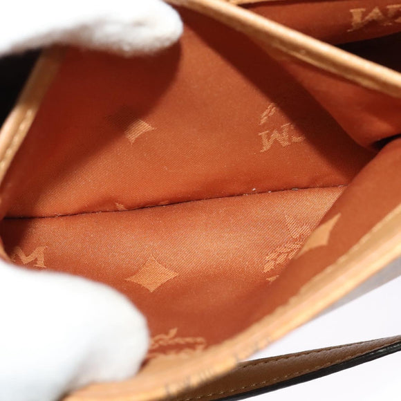 MCM Logogram Vicetos Shoulder Bag PVC 2way Brown Gold Auth yk19287