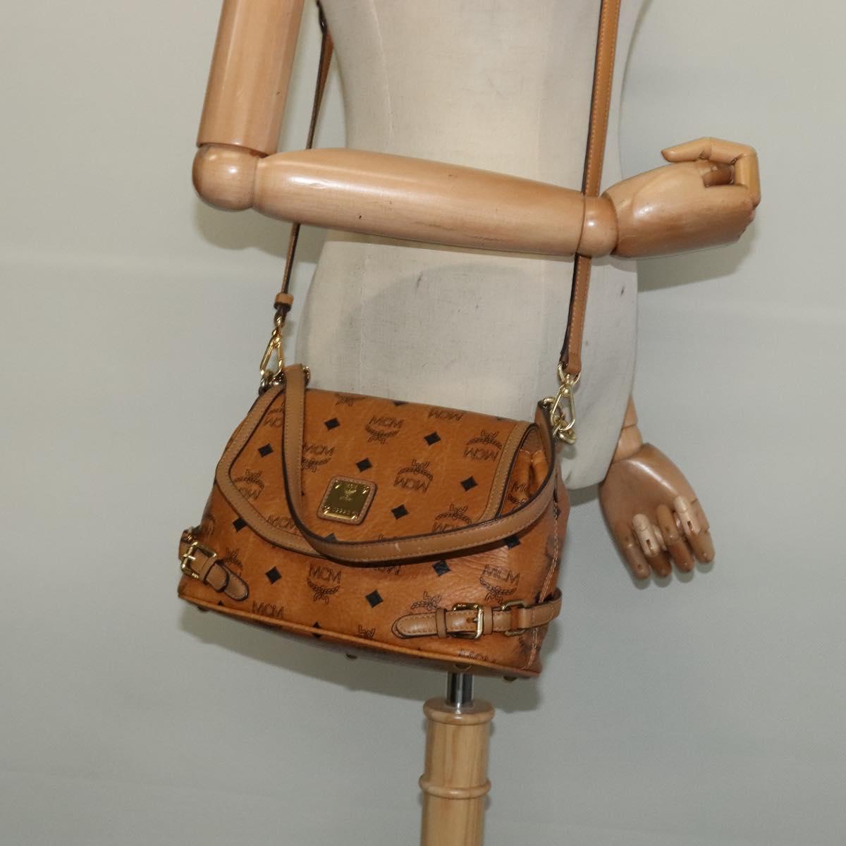 MCM Logogram Vicetos Shoulder Bag PVC 2way Brown Gold Auth yk19287