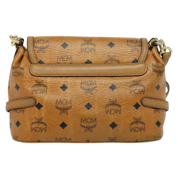 MCM Logogram Vicetos Shoulder Bag PVC 2way Brown Gold Auth yk19287