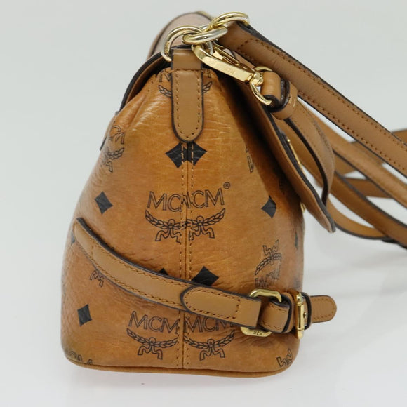 MCM Logogram Vicetos Shoulder Bag PVC 2way Brown Gold Auth yk19287