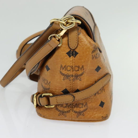 MCM Logogram Vicetos Shoulder Bag PVC 2way Brown Gold Auth yk19287