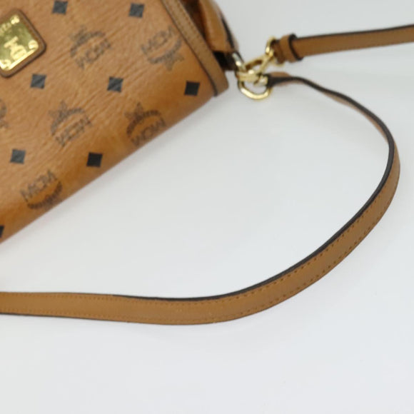 MCM Logogram Vicetos Shoulder Bag PVC 2way Brown Gold Auth yk19287