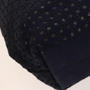 LOEWE Anagram Punching Shoulder Bag Leather Navy Metallic Silver Auth yk19288-14