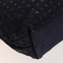 LOEWE Anagram Punching Shoulder Bag Leather Navy Metallic Silver Auth yk19288-16