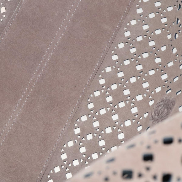 LOEWE Anagram Punching Shoulder Bag Leather Navy Metallic Silver Auth yk19288