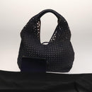 LOEWE Anagram Punching Shoulder Bag Leather Navy Metallic Silver Auth yk19288-12