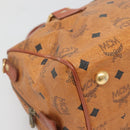 MCM Logogram Vicetos Hand Bag PVC Leather Brown Gold Auth yk19289-11