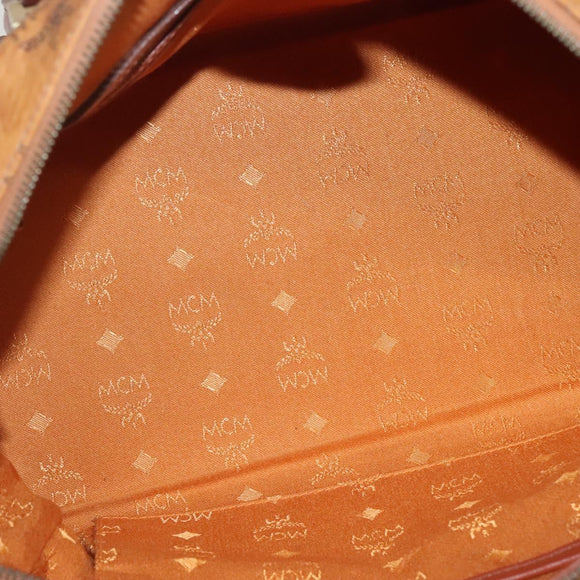 MCM Logogram Vicetos Hand Bag PVC Leather Brown Gold Auth yk19289