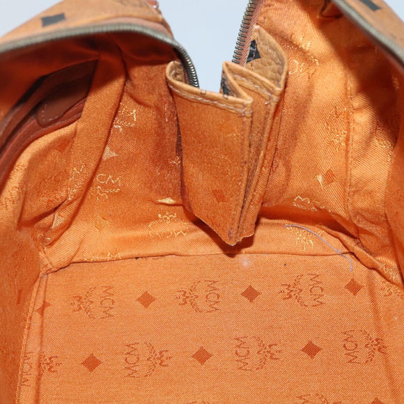 MCM Logogram Vicetos Hand Bag PVC Leather Brown Gold Auth yk19289