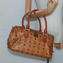 MCM Logogram Vicetos Hand Bag PVC Leather Brown Gold Auth yk19289-20