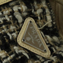 PRADA Hand Bag Tweed Leather Beige Black Silver Auth yk19291-15