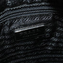 PRADA Hand Bag Tweed Leather Beige Black Silver Auth yk19291-16