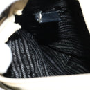 PRADA Hand Bag Tweed Leather Beige Black Silver Auth yk19291-19