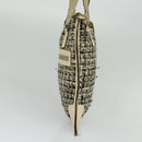 PRADA Hand Bag Tweed Leather Beige Black Silver Auth yk19291-4