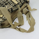 PRADA Hand Bag Tweed Leather Beige Black Silver Auth yk19291-7