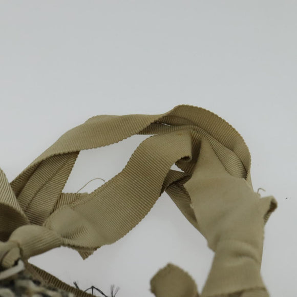 PRADA Hand Bag Tweed Leather Beige Black Silver Auth yk19291