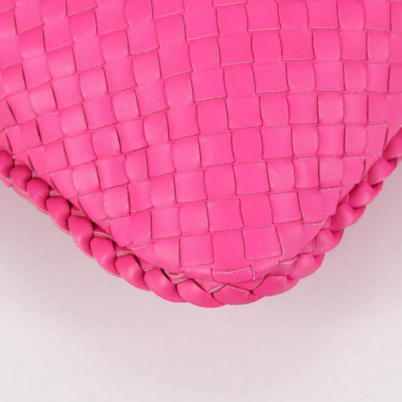 BOTTEGA VENETA INTRECCIATO Hobo Shoulder Bag Leather Pink Auth yk19295V