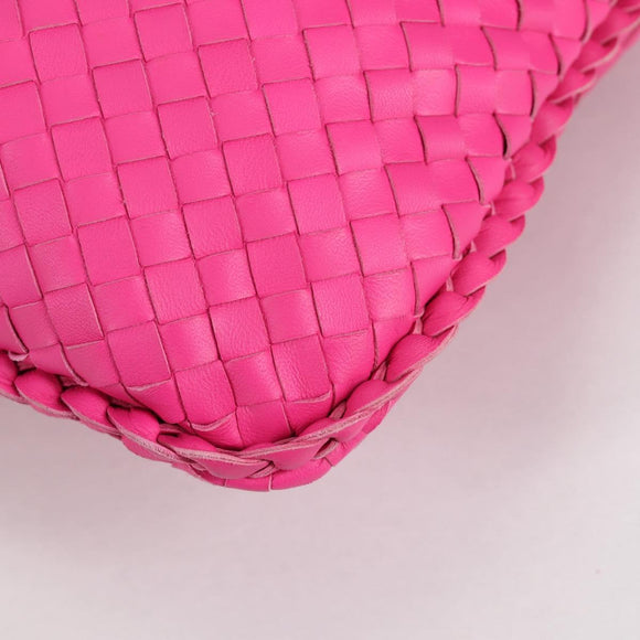 BOTTEGA VENETA INTRECCIATO Hobo Shoulder Bag Leather Pink Auth yk19295V