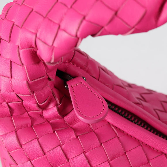BOTTEGA VENETA INTRECCIATO Hobo Shoulder Bag Leather Pink Auth yk19295V
