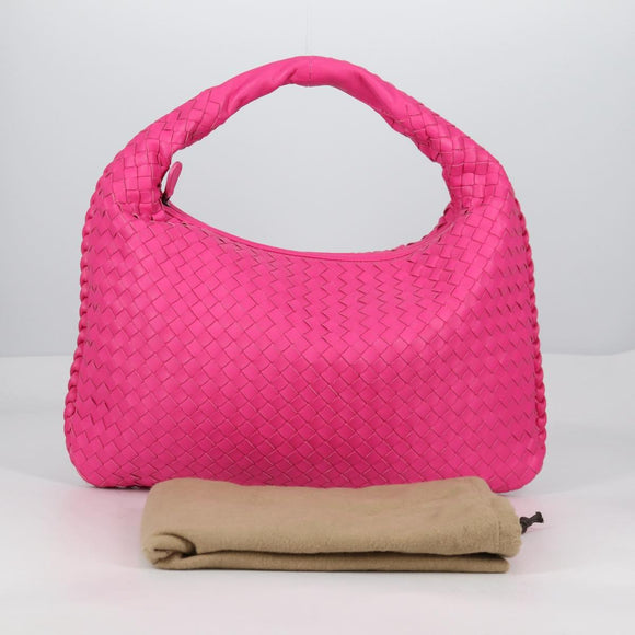BOTTEGA VENETA INTRECCIATO Hobo Shoulder Bag Leather Pink Auth yk19295V